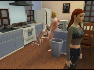 Girl offended and waiting in line for sex with a guy | Porno Game 3d